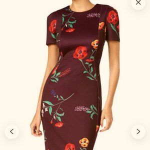 CALVIN KLEIN Sheath Burgundy Floral Dress
